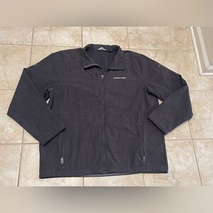 Eddie Bauer Jacket Mens 2XL Gray Shaded Crosshatch Soft Shell Fleece Lined EB532